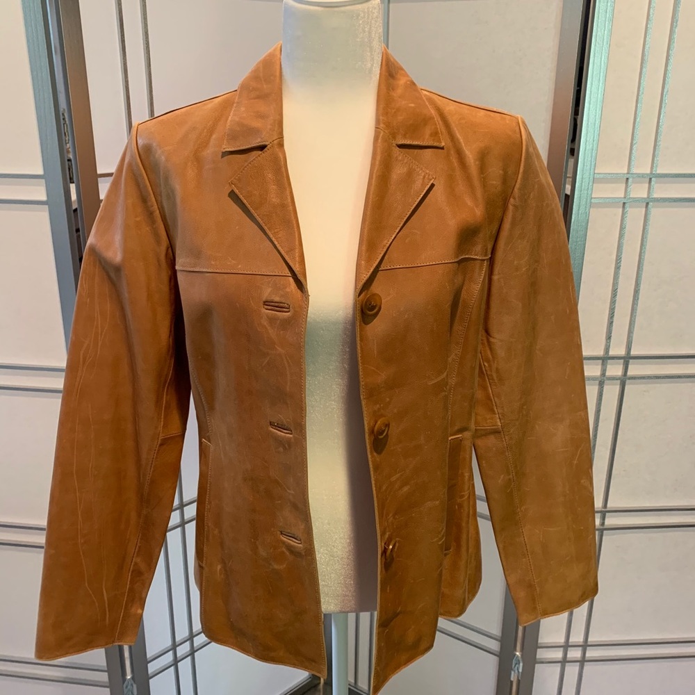Genuine Leather Mossimo Jacket M Tan